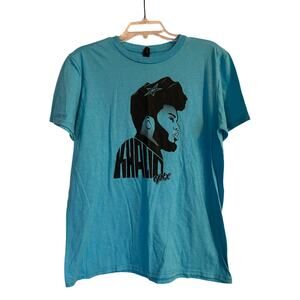 NWOT Anvil Men's Cut Khalid Aqua Blue Short Sleeve T Shirt Size Large